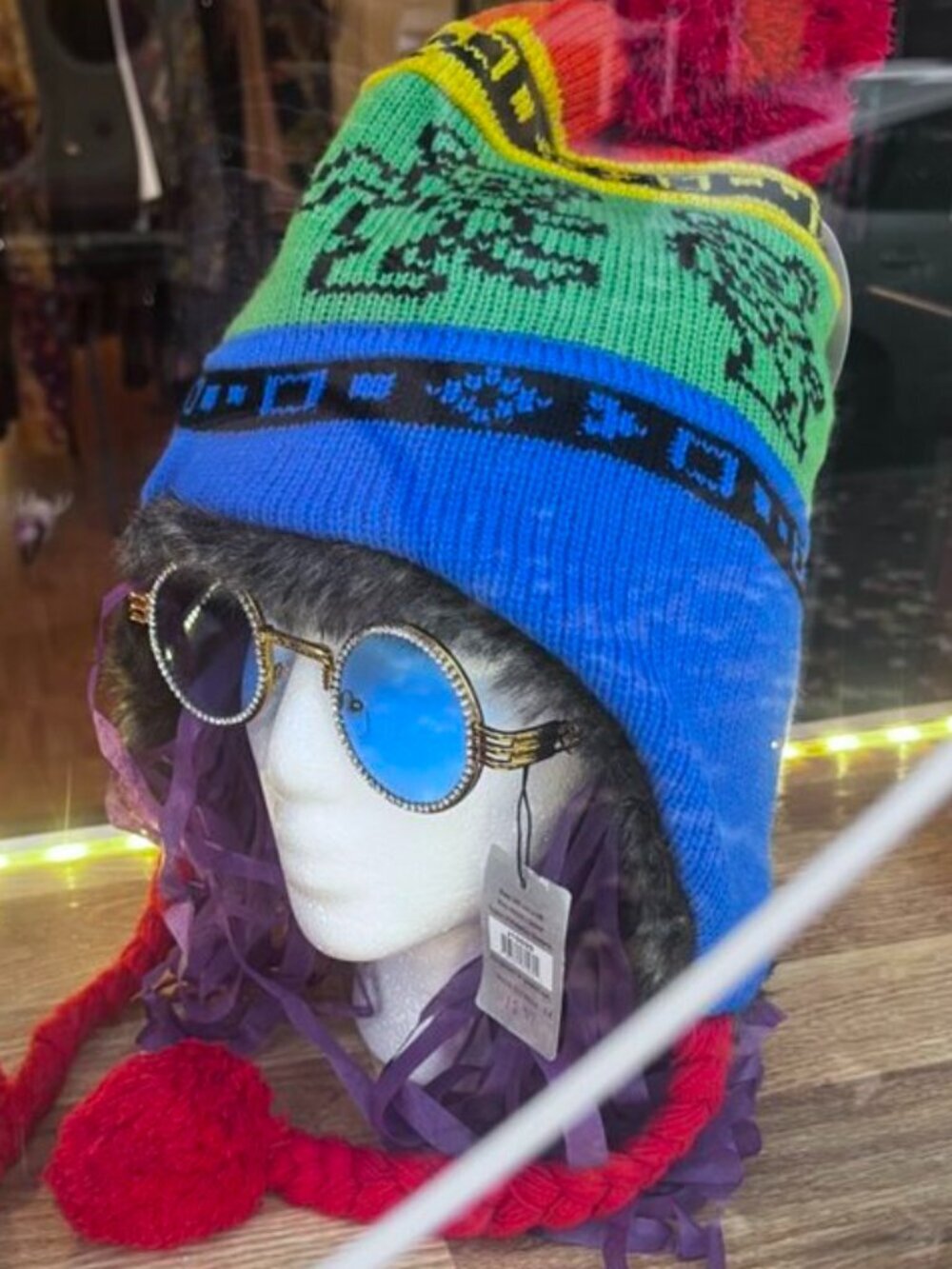 Grateful Dead Rainbow Knit Pom-Pom, Faux Fur Lined Flap Hat with Tassels - NWT - Picture 6 of 9